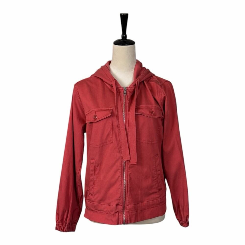 Liverpool Jacket Hooded Zip Front Utility Rosewood Pink Women’s Size Medium